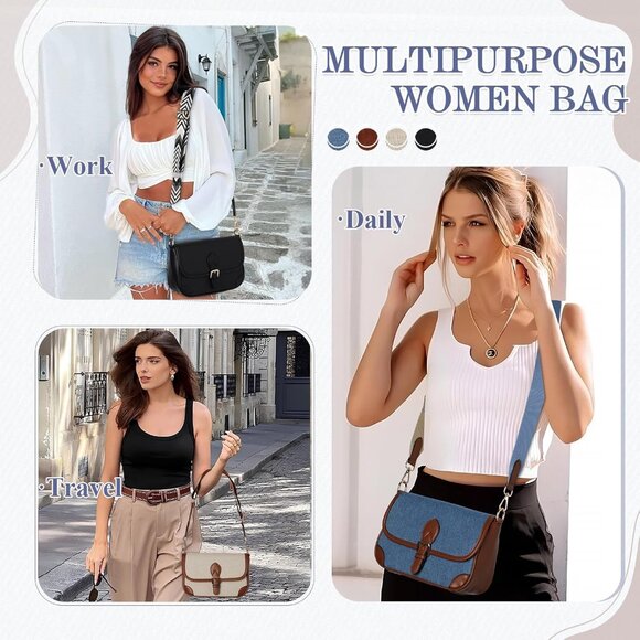 Crossbody Bag Women Vegan Leather Small Shoulder Purse Adjustable Strap - Picture 6 of 7